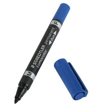 施德楼（STAEDTLER）油性记号笔 粗细双头速干勾线马克笔儿童美术光盘刻字办公用品 蓝色2支装348-3