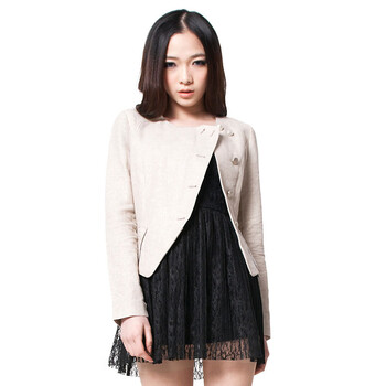 Basic House 百家好 夏装 单排扣休闲设计师外套HLJK320F 米色/BE 160/84A/M