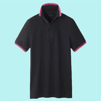Giordano佐丹奴 Polo 男撞色边小立领修身POLO 01012001 纯黑 M