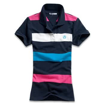 MBSKY蓝色天空女款粗条纹情侣POLO0112190 红色 L