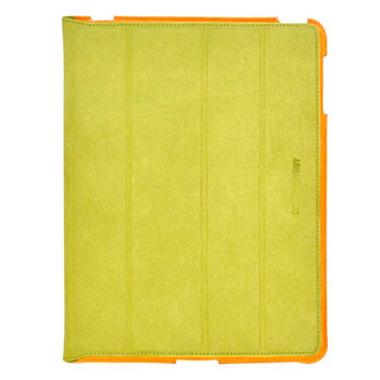 迪思拜尔（DiscoveryBuy） ipad2 /ipad3 缤彩撞色超纤保护套 （草绿恋桔黄）
