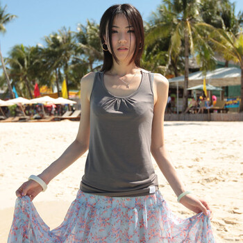 as安都女装韩版宽松后背蕾丝小背心 9202211 深灰色 M