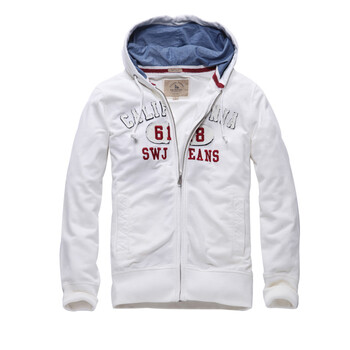 七匹狼SWJEANS男装 带帽开襟贴布卫衣 171220601304 象牙色 56A 185/100 XXL