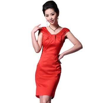 欧布娅诺 obuyano 新款红色结婚礼服伴娘深V露背订婚喜庆敬酒服晚装S1204红色XL 红色 XL