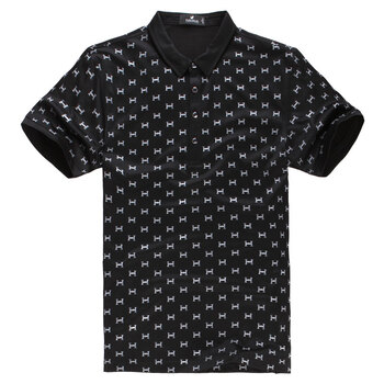 富贵鸟 男装 夏季新款生活休闲短袖POLO衫51722011 黑色01 190(XXXXL)