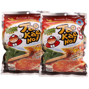 泰国TaoKaeNoi小老板脆紫菜辣烟熏鸡肉味40g*2袋