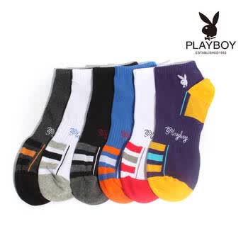 PLAYBOY 花花公子 优质精梳纯棉透气休闲运动袜男船袜短筒袜子1101 深花灰 均码