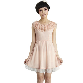 蒂蒂卡娜/TT.COLOR 2012夏季新款连衣裙 时尚修身甜美双层蕾丝边裙子 S203 虾粉 L