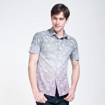 Givensi 2012夏季新品男士韩版修身时尚印花短袖衬衫 多色选 GVS208 XL