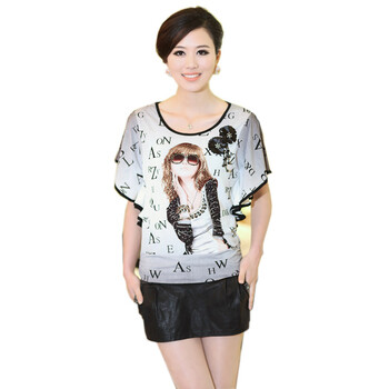维多克果VITOCOGO 2012短袖T恤新款夏装宽边蝙蝠衫天丝布料女衫 PX1287 灰 L