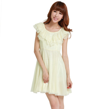 洛熙2012新款春夏装韩版圆领背中装隐形拉链连衣裙L126080 杏色 M