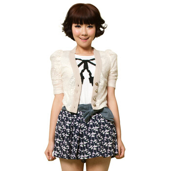 Basic House 百家好 夏装 短款绣花镂空女外套 HLJK320H 黑色 165/68A/L