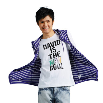 I'm David爱大卫夏装 韩国版男装男式条纹背心DKVT310D 紫色 180/105/XL