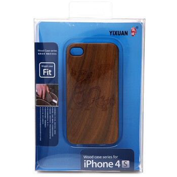 依璇 LTDK 苹果iphone4/4s 手机保护壳/保护套 绿檀木实木+黑色塑胶边框 雕刻 黑色