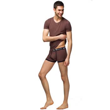 爱帝男士棉莱卡套装6125302701 咖啡 圆领 3XL