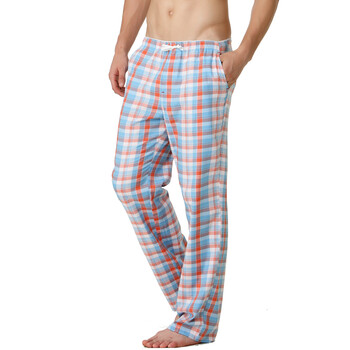 Jockey居可衣 2012春夏新品 男式全棉家居长裤 JJ15281110 614粉蓝橘色织格 XXL