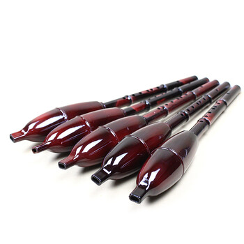 缘乐坊】仿玉竖吹巴乌青花瓷防红木C调竖吹巴