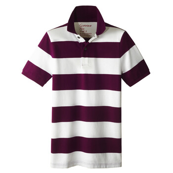 Giordano佐丹奴 Polo 男炫彩个性横间修身POLO 01012014 浅紫 XL