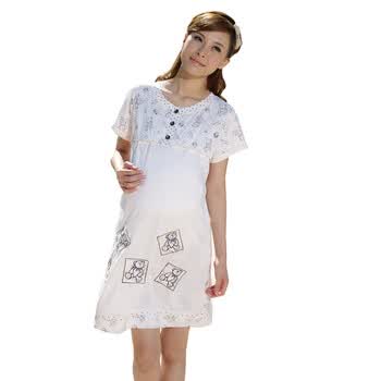 雅孕<em>春夏孕妇睡衣</em>家居服<em>哺乳</em>衣睡裙DE47 虾色