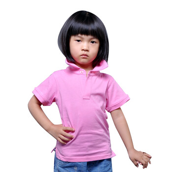 维妮 VINEY 新款夏装儿童翻领一粒扣珠地棉舒爽透气高织T恤polo衫短袖72021 玫红 110
