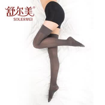 台湾SOUERMEI舒尔美静脉曲张袜 弹力袜 200D灰色长筒袜 美腿袜 薄款夏季塑型打底袜 200D灰色 XL特大号