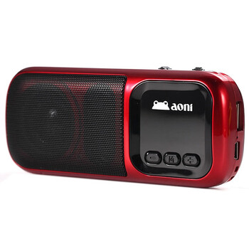 奥尼（aoni）插卡音箱 D519 双模供电/FM/AUX/USB/TF卡/手电/屏显/内置天线 可乐红色