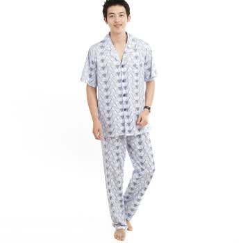 派邦奴 春夏男士纯棉针织休闲短袖家居服套装/礼盒 2220 蓝色 XXL