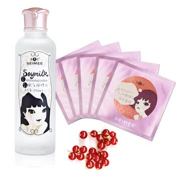 喜美绘 豆乳调理水150ml+樱桃隐形面膜25g 5片