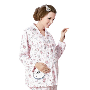 春夏新款孕妇装 哺乳睡衣 月子服 孕妇睡衣 喂奶衣【雅孕-BE09】 粉色 XL