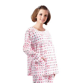 春夏新款孕妇装 哺乳睡衣 月子服 孕妇睡衣 喂奶衣【雅孕-BE88】 粉色 XL