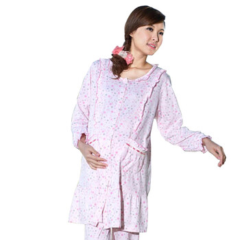 【精明妈咪团】雅孕-DE45 春夏孕妇睡衣月子服 喂奶衣 哺乳衣套装 粉红色 XL