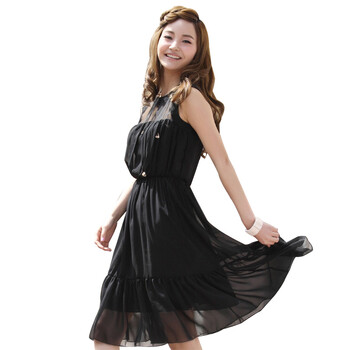 DEESHA笛莎新品淑女连衣裙优雅连衣裙1264372 黑色 XL