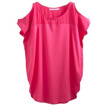 夏装新品 Giordano佐丹奴 T恤 女波普秀肩时装T恤 01322028 粉红 M