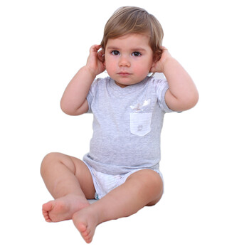 Baby2 2012新款婴幼儿夏装幼童V领衫裤套YXB392109 灰色 100