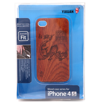 依璇 MDHL 苹果iphone4/4s 手机保护壳/保护套 缅甸花梨实木+银色塑胶边框 雕刻 银色