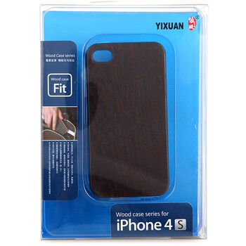 依璇 JCDK 苹果iphone4/4s 手机保护壳/保护套 鸡翅木实木+黑色塑胶边框 雕刻 黑色
