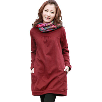 qiustyle春装新款修身韩版外套加厚加绒女卫衣 暗红色 M 暗红色 XL