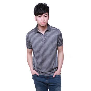 LUIS男装 2012夏季新款条纹暗印花短袖T恤衫 100%桑蚕丝休闲POLO衫L12MTF66GR 灰色 XXL