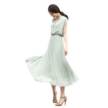 TUOYI2012 夏装女款波西米亚雪纺夏款连衣裙大码长裙 1211 淡绿 XXL