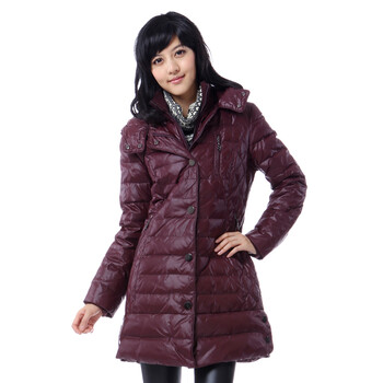 新款 雅鹿女士切线罗纹领 中长款羽绒服 ^@^LD25000 威尼斯红 180/XXXL