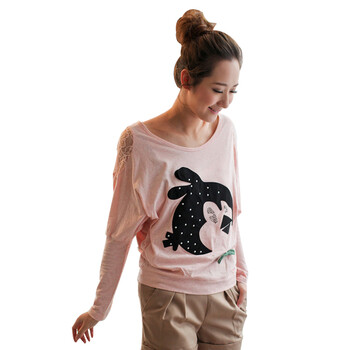 纳纹2012春夏装女装T恤女长袖韩版蕾丝T恤夏季打底宽松T恤 038516T 粉色 XL