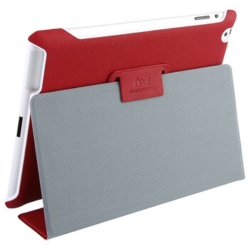 爱派（iPai） The new iPad/iPad3 高档斜十字纹保护套 酒红色 赠原装贴膜（休眠唤醒功能）