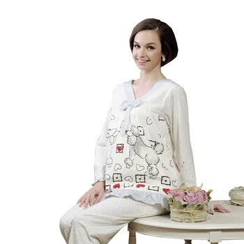 雅孕 孕妇睡衣 月子服 家居服哺乳衣春秋 九分袖时尚款 BE39 米黄色 XL