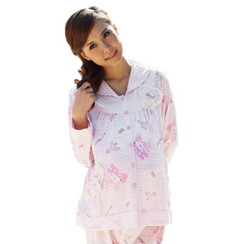 【精明妈咪团】雅孕-DE72 春夏孕妇睡衣月子服 喂奶衣 哺乳衣套装 粉色 XL