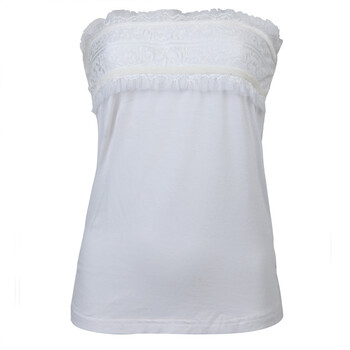纳纹2012夏装新品女装休闲韩版淑女蕾丝抹胸大码修身T恤 035059T 白色 XL