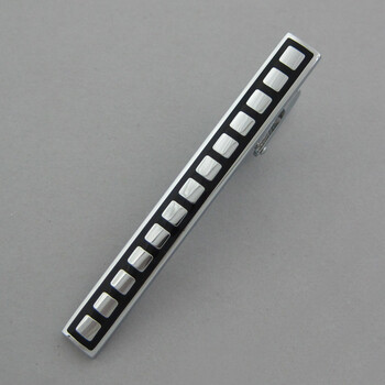 IFSONG美宋 LDJ207 黑色底银色方格子精品领带夹 男士优雅配件