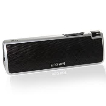 冲击波（shockwave）插卡音箱 SM-106 双模供电/顶部大旋钮开关音量设计/AUX/FM/USB/SD卡/手电 月光银