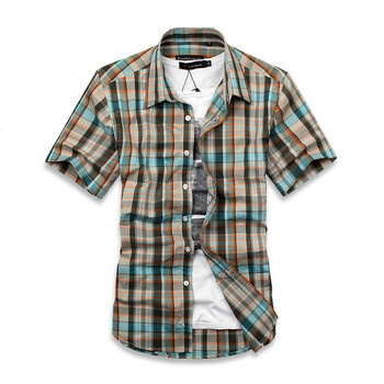 【布衣传说】2012夏装新品 纯棉时尚格子短袖衬衫 男 13色 NDC035 8号色 XXL
