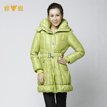 雅鹿 女 时尚亮色腰带羽绒服 ^@^YL90520 绿色 170/XL