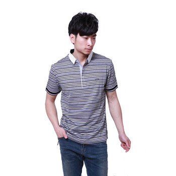LUIS男装 2012夏季新款条纹短袖T恤衫 纯丝光棉POLO衫L12MTD33 灰色 XXL